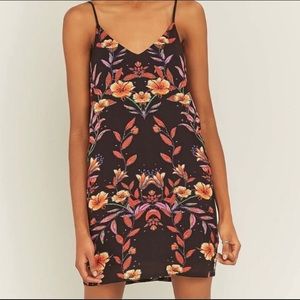 Urban Outfitters Black Floral Mini Dress with Orange & Purple Accents